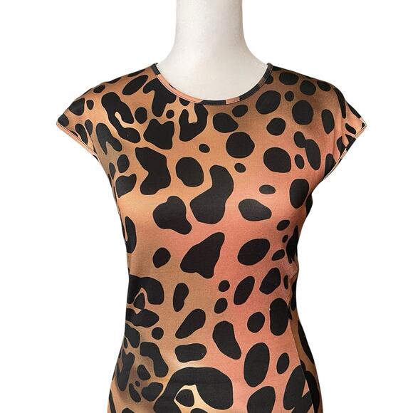 Just Cavalli IT 38 US 2 XS Bodycon Dress Cap Sleeve Tight Animal Print - Picture 14 of 16